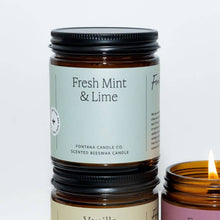 Load image into Gallery viewer, Fresh Mint &amp; Lime Essential Oil Beeswax Jar Candle