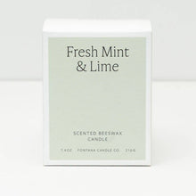 Load image into Gallery viewer, Fresh Mint &amp; Lime Essential Oil Beeswax Jar Candle