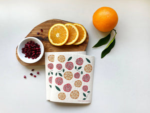 Pomegranates & Oranges Swedish Dishcloth