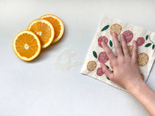 Load image into Gallery viewer, Pomegranates &amp; Oranges Swedish Dishcloth