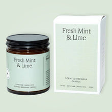Load image into Gallery viewer, Fresh Mint &amp; Lime Essential Oil Beeswax Jar Candle