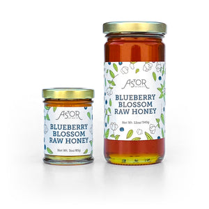 Astor Apiaries Blueberry Blossom Raw Honey 3oz & 12oz Jars